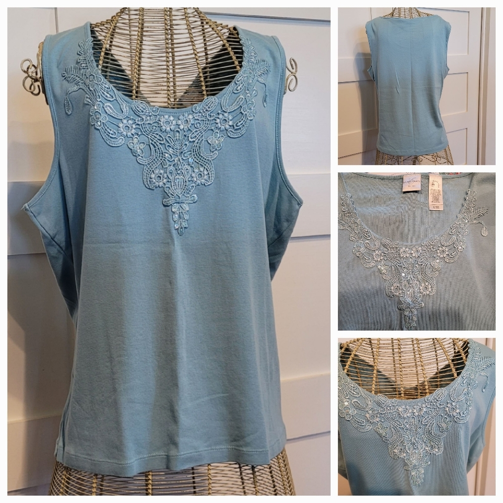 Emma James Petite Blue Sequined Tank